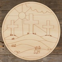  Crucifixion Image Disk Three Plain Crosses Main Image